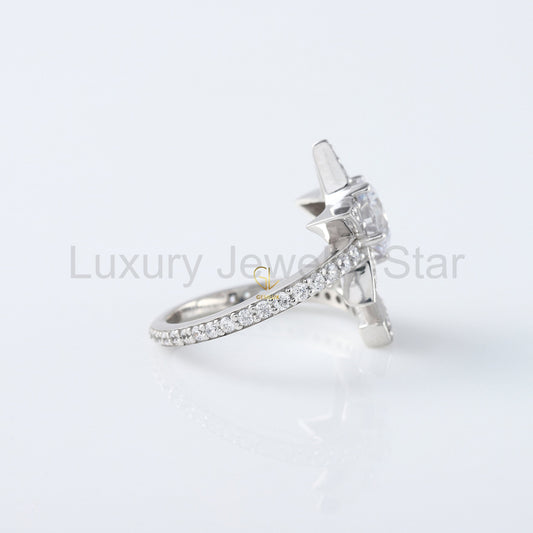 Round Cut Moissanite Diamond Bypass Engagement Ring - image 2