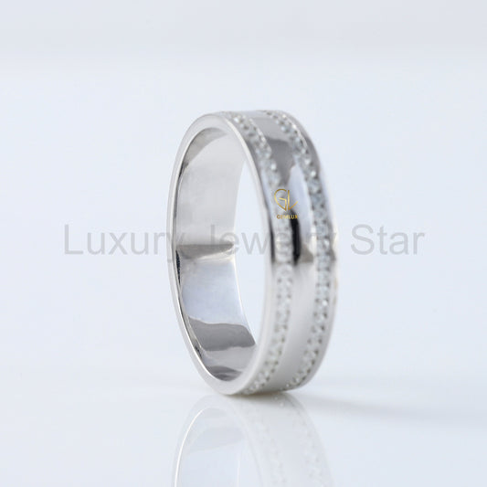Round Cut Moissanite Diamond Channel Set Wedding Band - image 2
