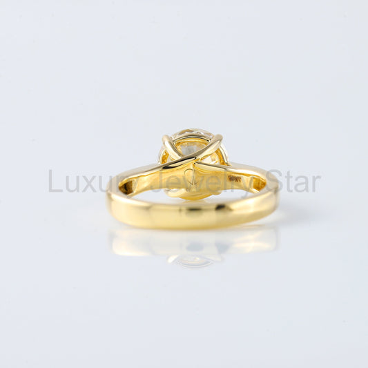 Round Cut Lab Grown Diamond Pinch Style Solitaire Engagement Ring
