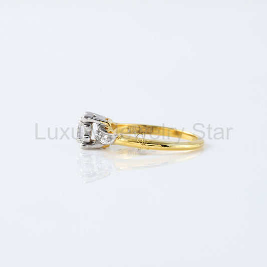 Round Cut Lab Grown Diamond Art Deco Two Tone Engagement Ring - image 2