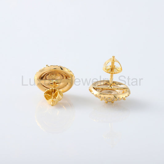 Round Cut Lab Grown Diamond Cluster Stud Earrings