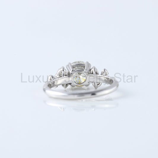 Round Cut Lab Grown Cluster Scattered Diamond Ring