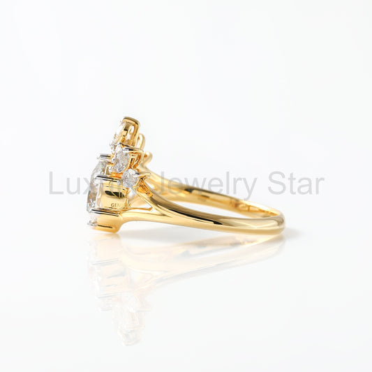 Round Cut Lab Grown Split Shank Queen Crown Ring - image 2