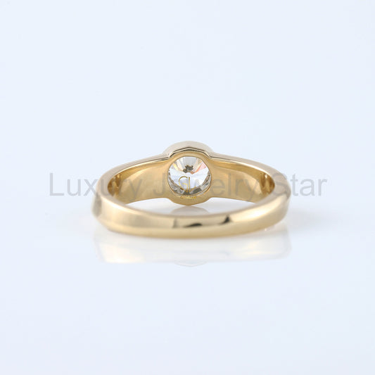 Round Cut Lab Grown Diamond Bezel Set Solitaire Ring