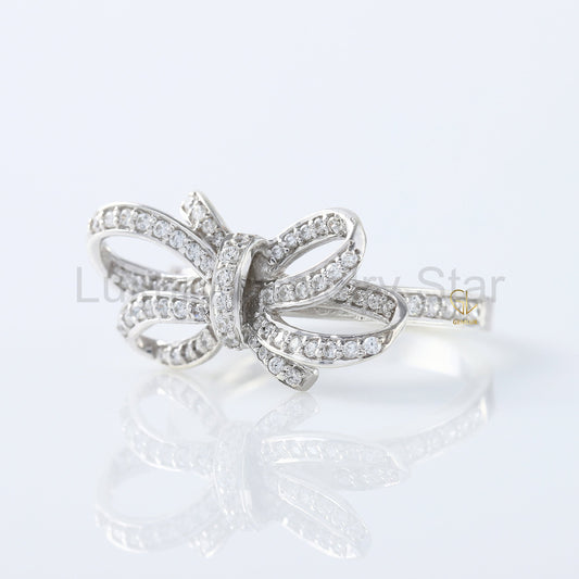 Round Cut Moissanite Bow Knot Engagement Ring - image 2
