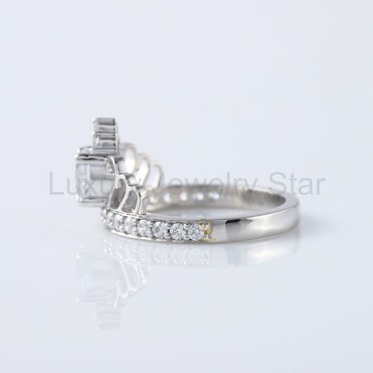 Round Cut Lab Grown Queen Crown Love Ring For Her - image 2