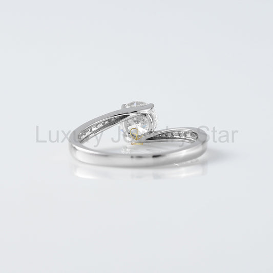 Round Cut Moissanite Bypass Engagement Ring