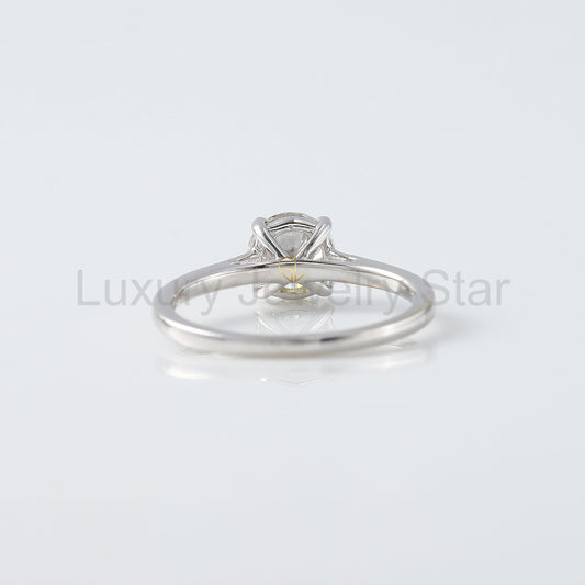 Round Cut Moissanite Solitaire Engagement Ring