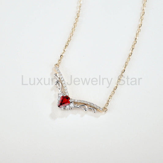 Nature Inspired Coffin Cut Garnet Necklace Halloween Jewelry