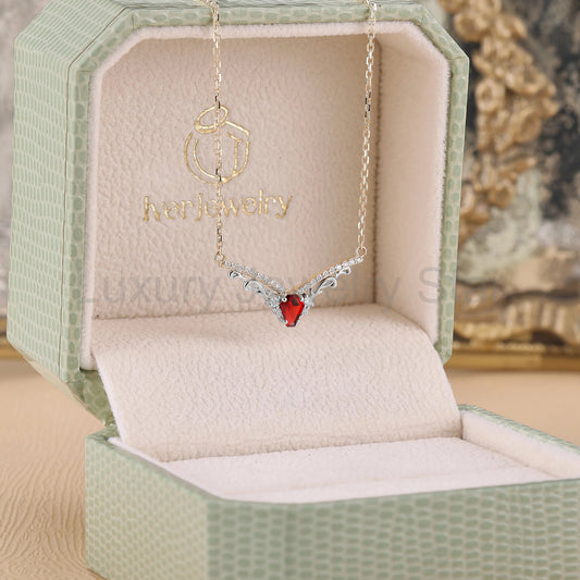 Nature Inspired Coffin Cut Garnet Necklace Halloween Jewelry - image 2