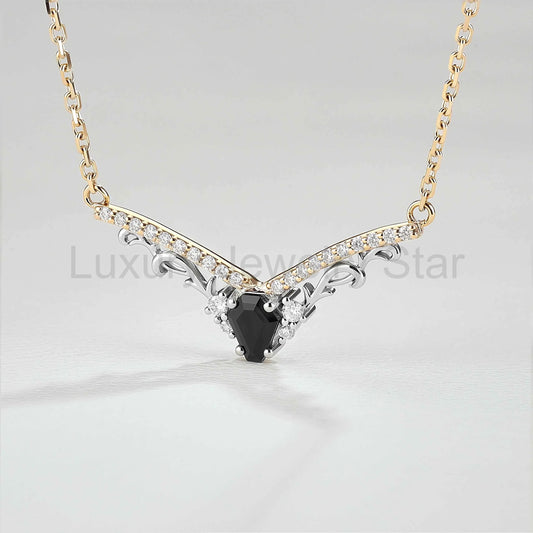 Nature Inspired Coffin Shaped Black Onyx Necklace Halloween Jewelry