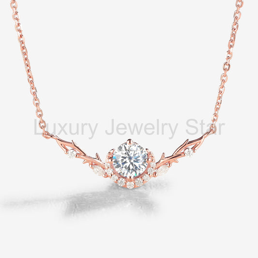 Nature Inspired Round Cut Moissanite Vine Necklace - image 2