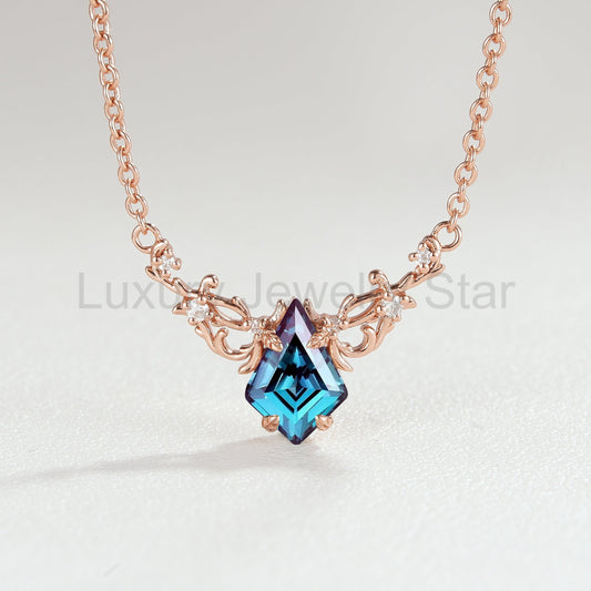 Nature Inspired Kite Cut Alexandrite Necklace - image 2