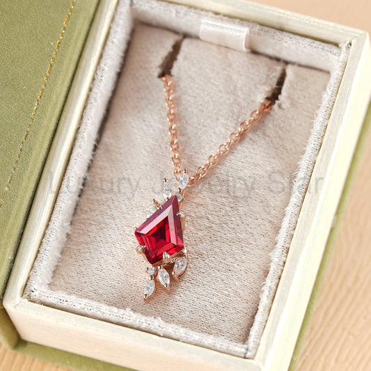 Nature Inspired Kite Cut Ruby Leafy Necklace - image 2