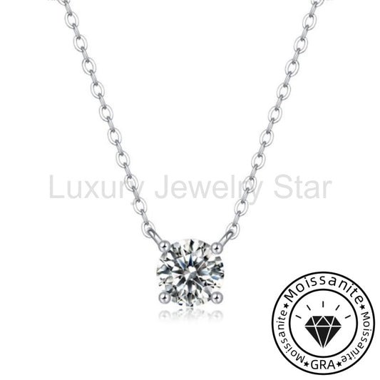 1.0ct Round Moissanite Solitaire Necklace