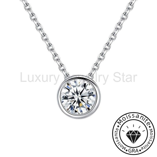 Classic 1.0ct Bezel Moissanite Necklace