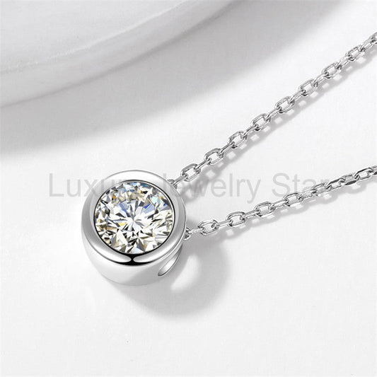 Classic 1.0ct Bezel Moissanite Necklace - image 2