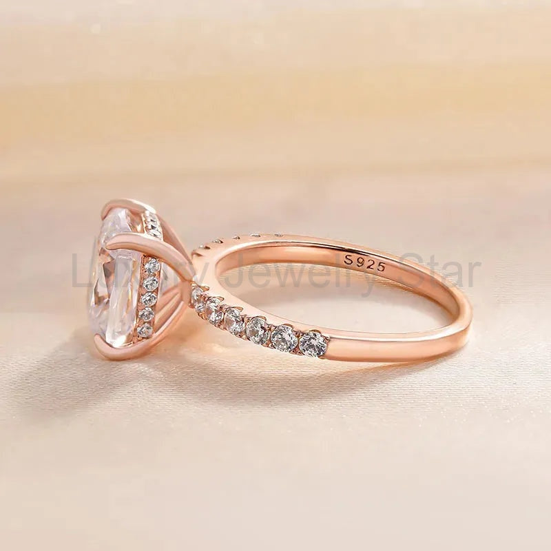 Radiant Cushion Cut 3.0ct Hidden Halo Engagement Ring In Sterling Silver - image 11