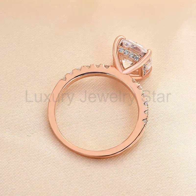 Radiant Cushion Cut 3.0ct Hidden Halo Engagement Ring In Sterling Silver - image 12
