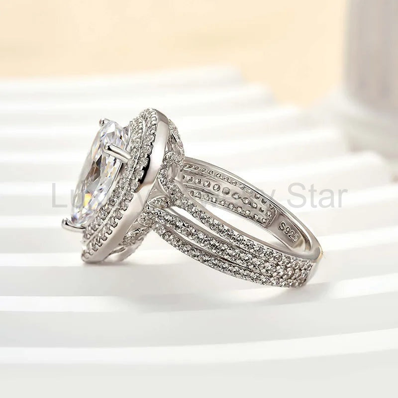 Refined Pear Cut 4.0ct Split Shank Engagement Ring In Sterling Silver - image 6