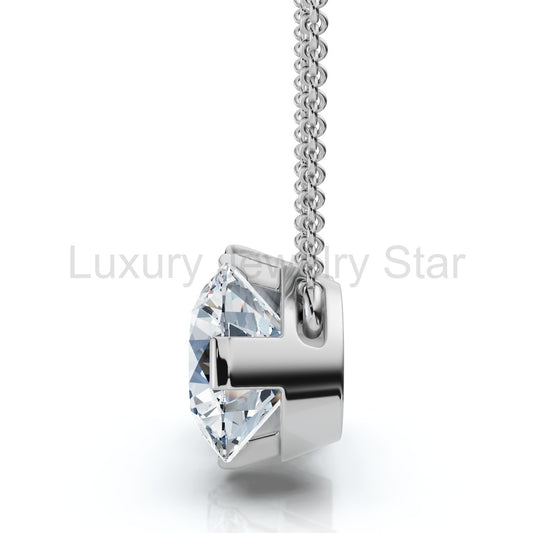 2Ct TW Toi et Moi Heart and Round Diamond Pendant 14k Gold 18" Chain Lab Grown