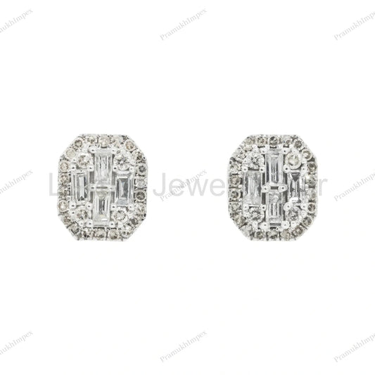 Round and Baguette Moissanite Hip Hop Earring - image 2
