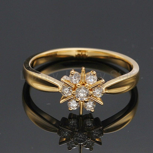 Round Cut Yellow Gold Moissanite Engagement Ring- destiny Flower Shape Yellow Gold ring-Diamond