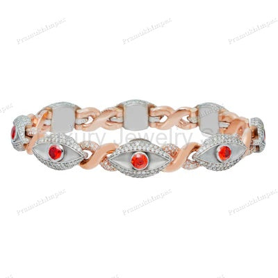 Rose Gold Plated Infinity Evil Eye Moissanite Bracelet