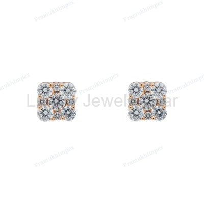 Rose Gold Plated Sqaure Shape Moissanite Diamond Earrings - image 2