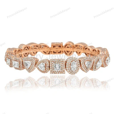 Rose Gold Plated Moissanite Diamond Charm Bracelet For Women