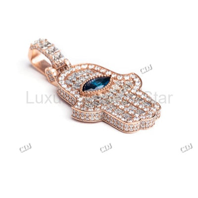 Rose Gold Plated Moissanite Silver Hand Pendant for Girl