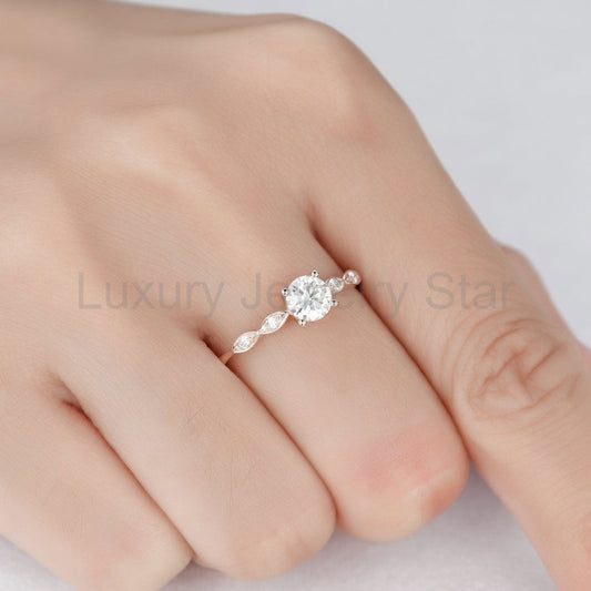 Rose Gold Lab Grown Diamond Engagement Ring: Unique Art Deco CVD Solitaire - image 2