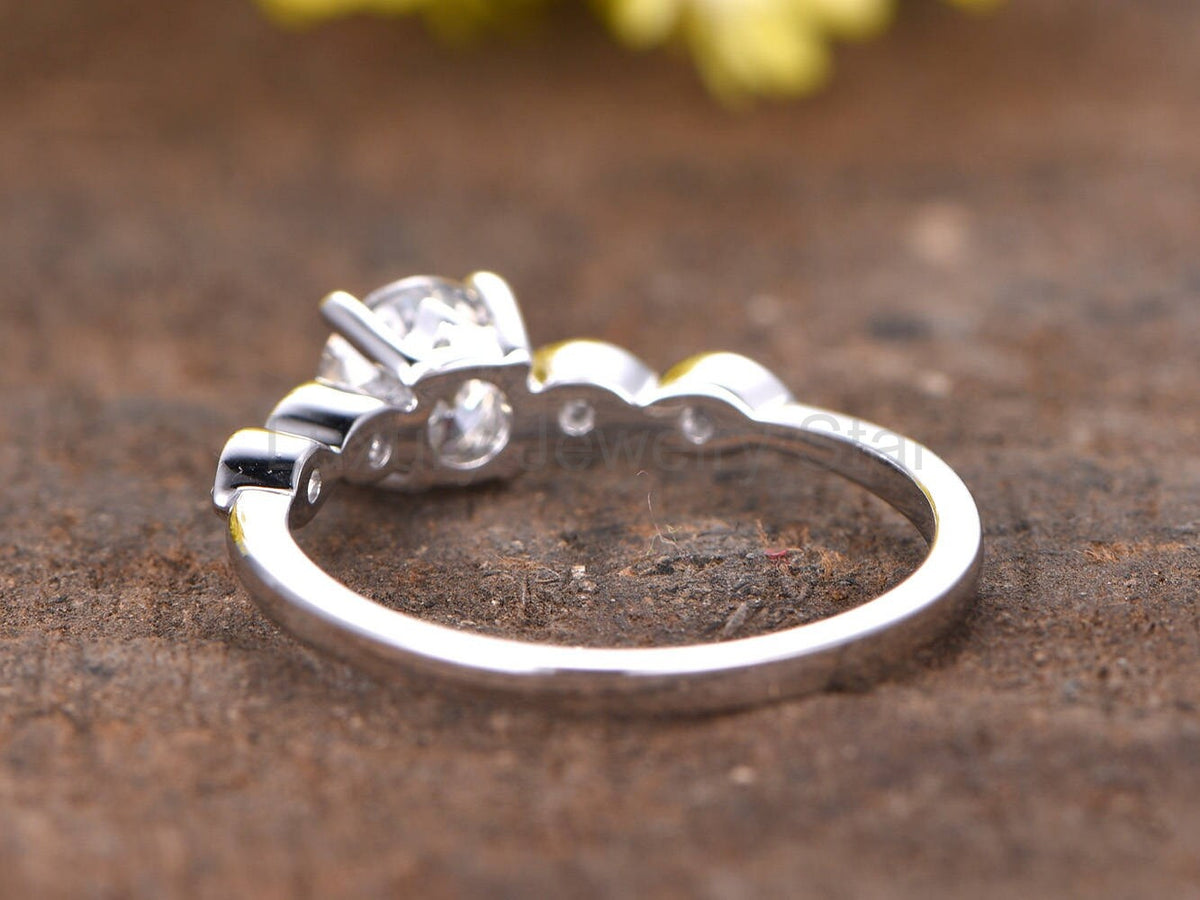 Rainbow Moonstone Ring, Art Deco 14K Rose Gold, Diamond Solitaire - image 3