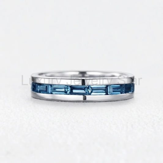 Orion’s Edge | Half-Eternity Baguette Blue Diamond Men's Band