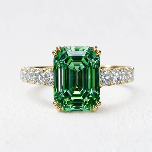 Elara’s Greenwood | 3CT Green Emerald Solitaire Engagement Ring