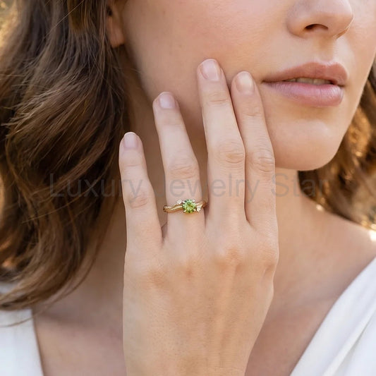 Ivy’s Verdant | Round Peridot Vine Engagement Ring - image 2