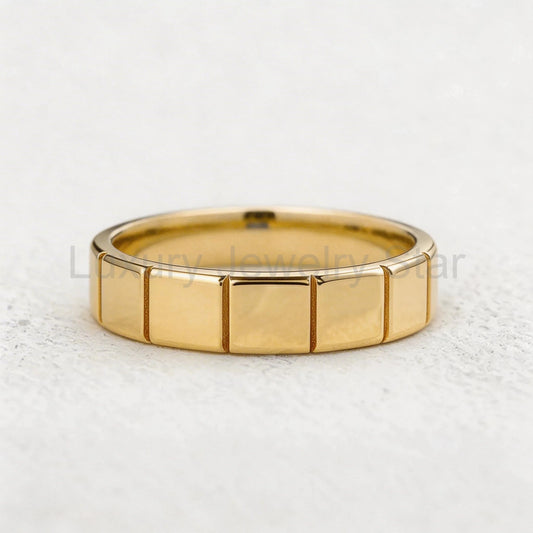 Orion's Keystone | Block-Textured Men's Wedding Band