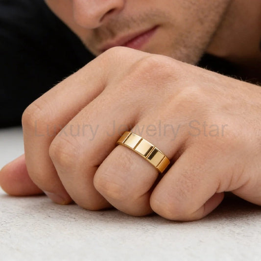 Orion's Keystone | Block-Textured Men's Wedding Band