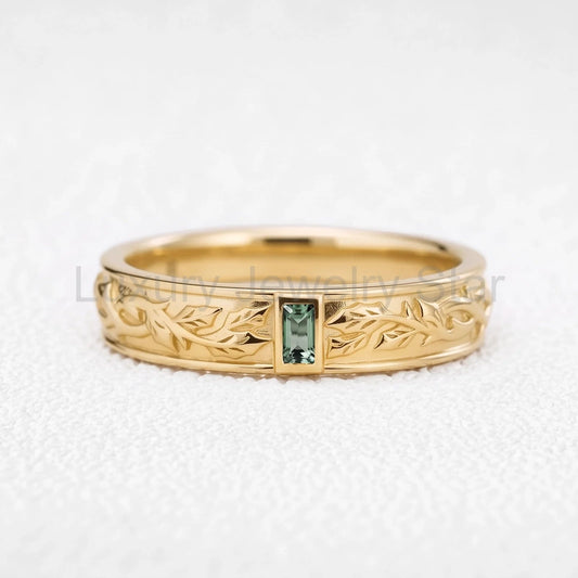 Orion’s Keystone | Baguette Green Sapphire Men’s Band