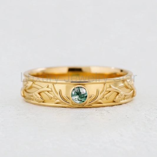 Cernunnos’ Antler | Moss Agate Men‘s Band
