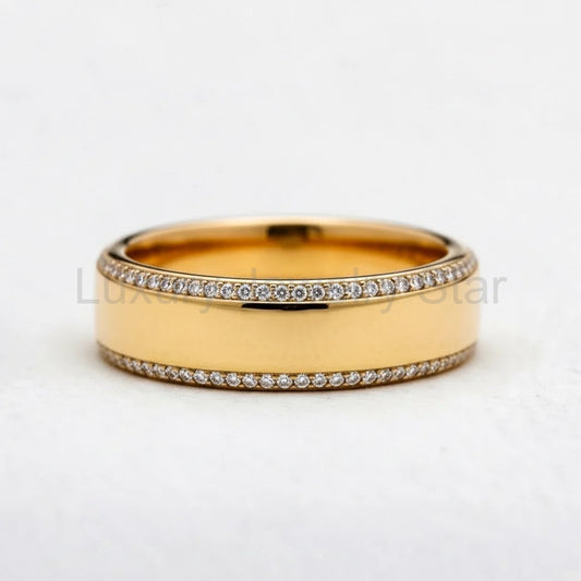 Twin Edge | Double Diamond Band in Polished Finish