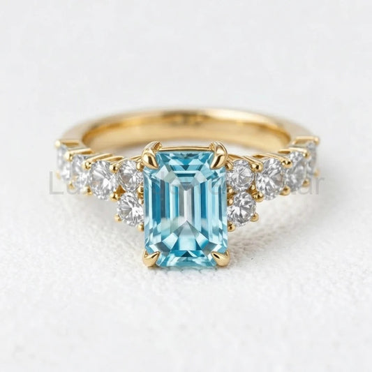 Eleanor’s Radiance | 2CT Emerald Cut Blue Sapphire Ring