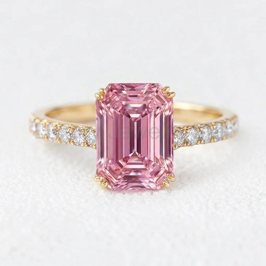 Celia‘s Grace | 2CT Emerald Cut Pink Sapphire Engagement Ring