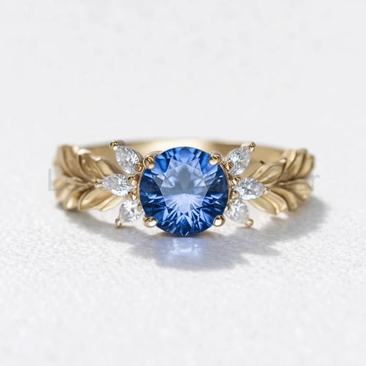 Stella‘s Folio | Blue Sapphire & Diamond Vine Engagement Ring