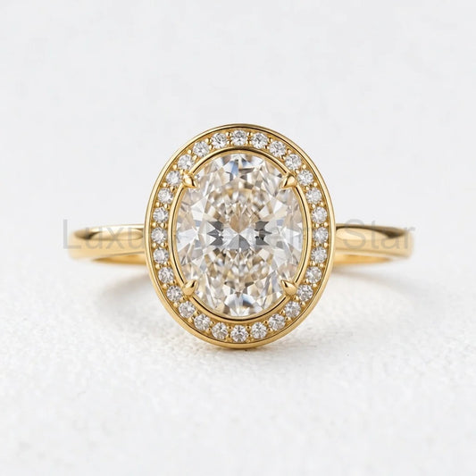 Astra’s Prism | 3CT Oval Diamond Halo Engagement Ring