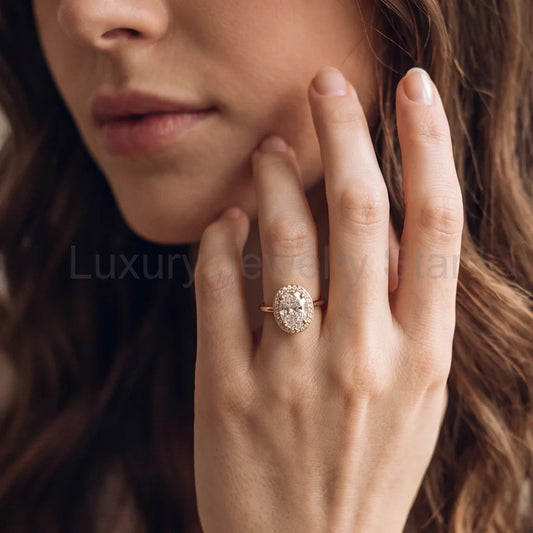 Astra’s Prism | 3CT Oval Diamond Halo Engagement Ring