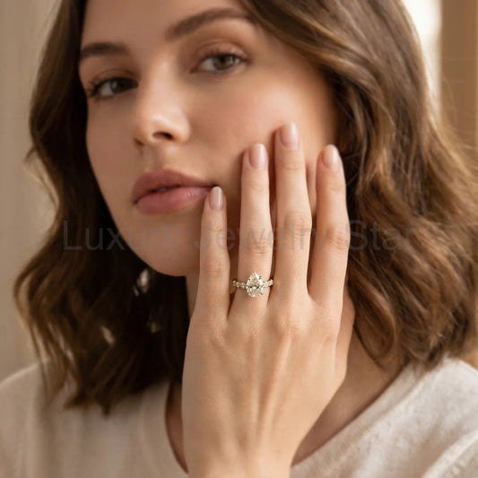 Aurora’s Radiance | 2CT Pear Cut Diamond Engagement Ring