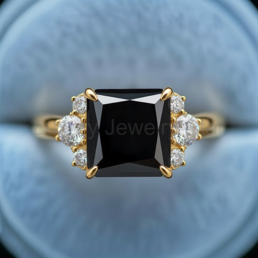 Nyx‘s Nebula | Princess Cut Onyx Engagement Ring
