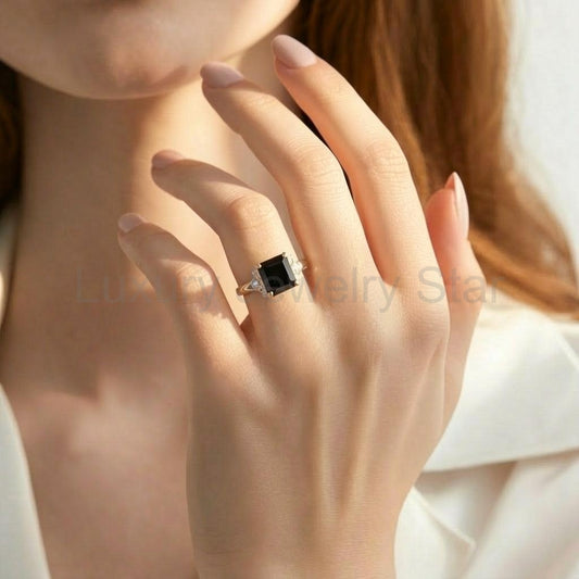 Nyx‘s Nebula | Princess Cut Onyx Engagement Ring