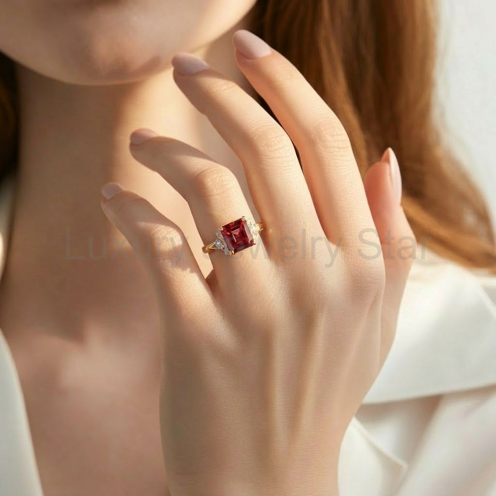 Valencia‘s Crimson | Asscher Cut Ruby Engagement Ring - image 2